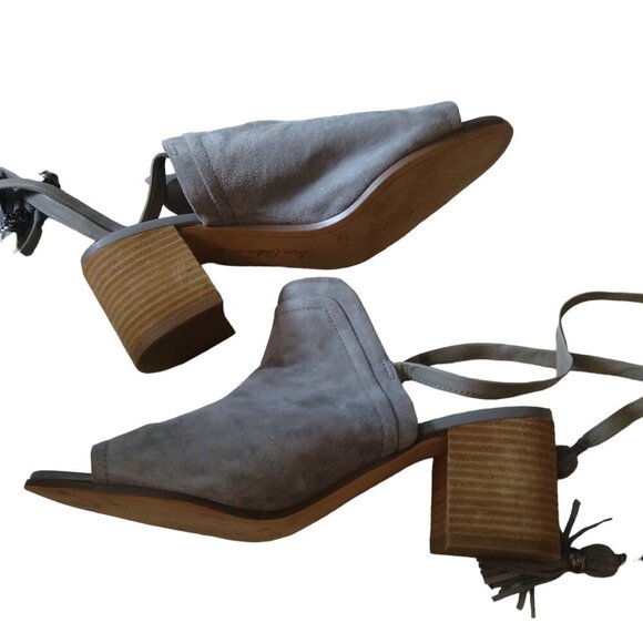 Sam Edelman SAMPSON Women's Size 8.5 Gray Suede Block Heel Peep Toe Shoe Bootie - Picture 4 of 4